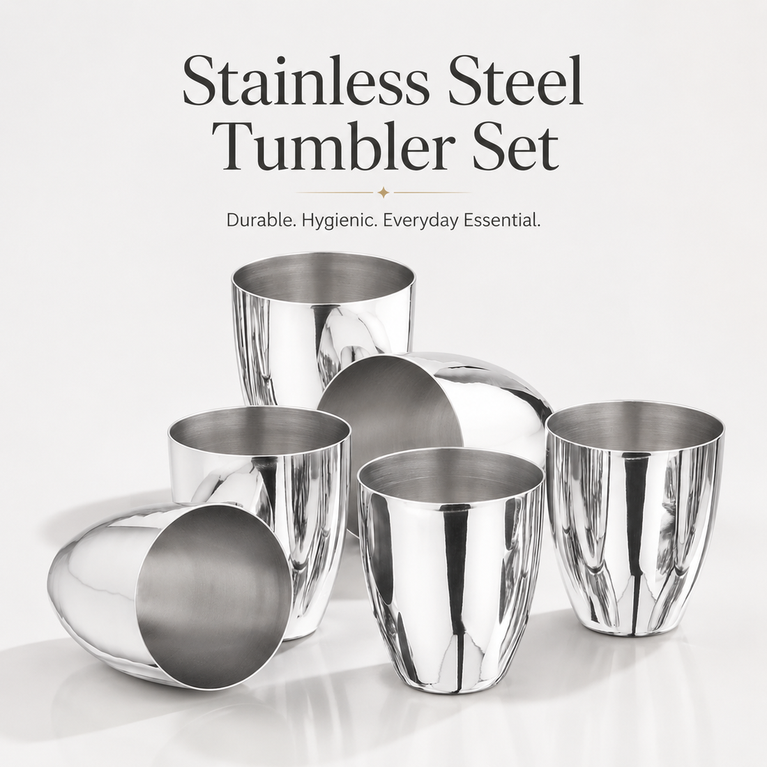 Kraft Stainless Steel Premium Glass  Mirror Finish Steel Drinking Glass for Water, Juice, Milk, Chaas & Lassi