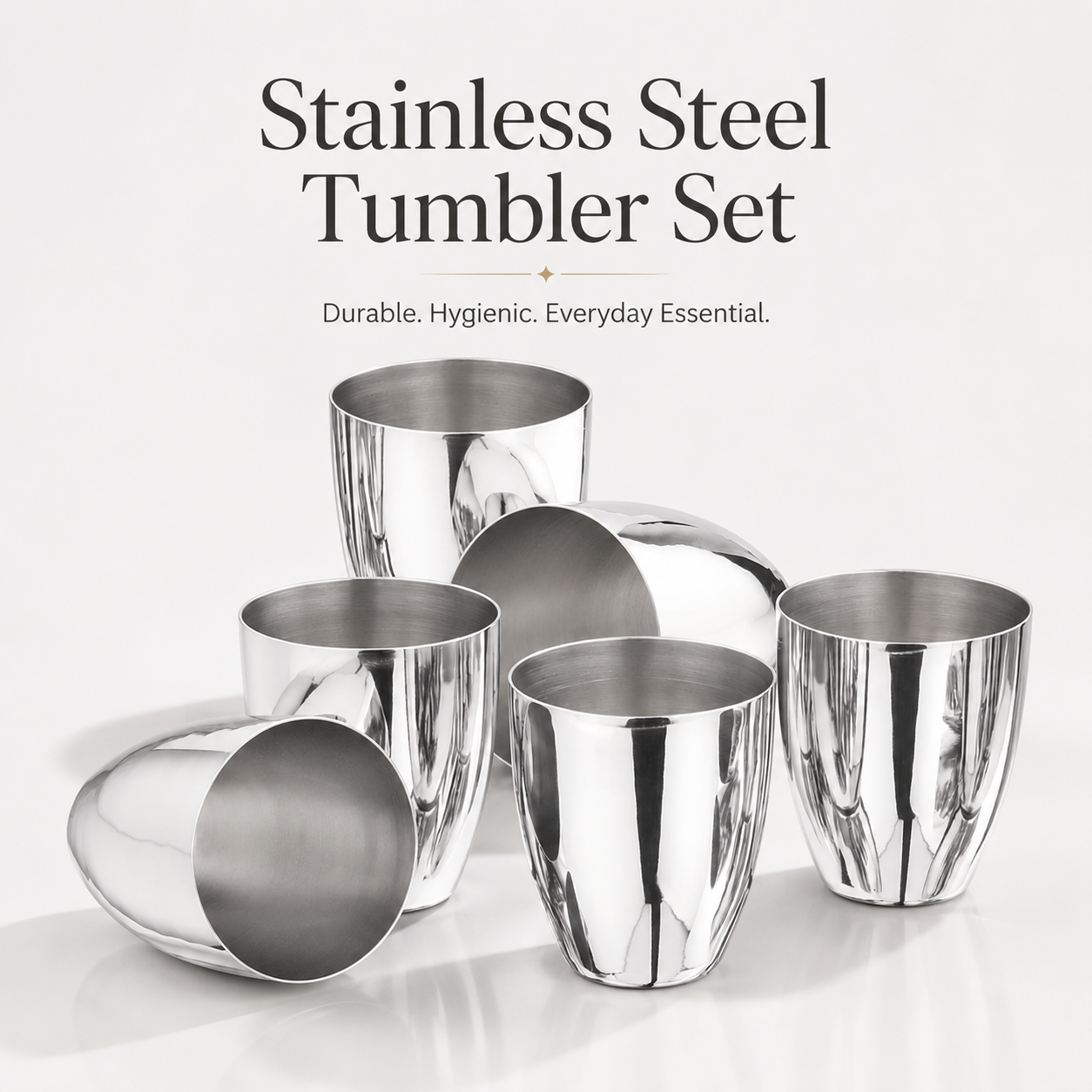 Kraft Stainless Steel Premium Glass  Mirror Finish Steel Drinking Glass for Water, Juice, Milk, Chaas & Lassi