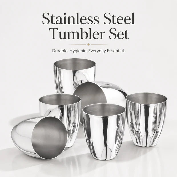 Kraft Glass & Stainless Steel Katori Combo Set of 7