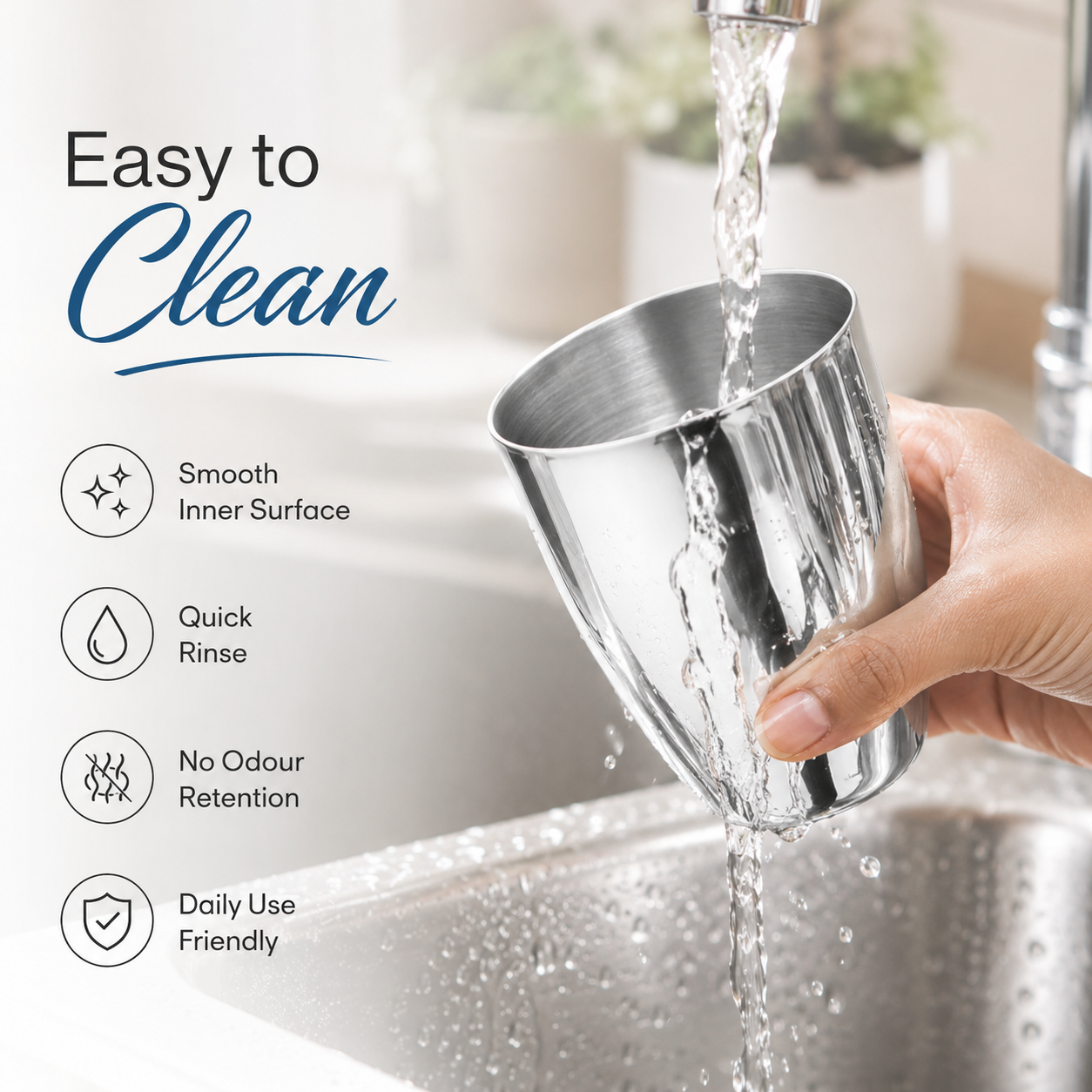 Kraft Stainless Steel Premium Glass  Mirror Finish Steel Drinking Glass for Water, Juice, Milk, Chaas & Lassi