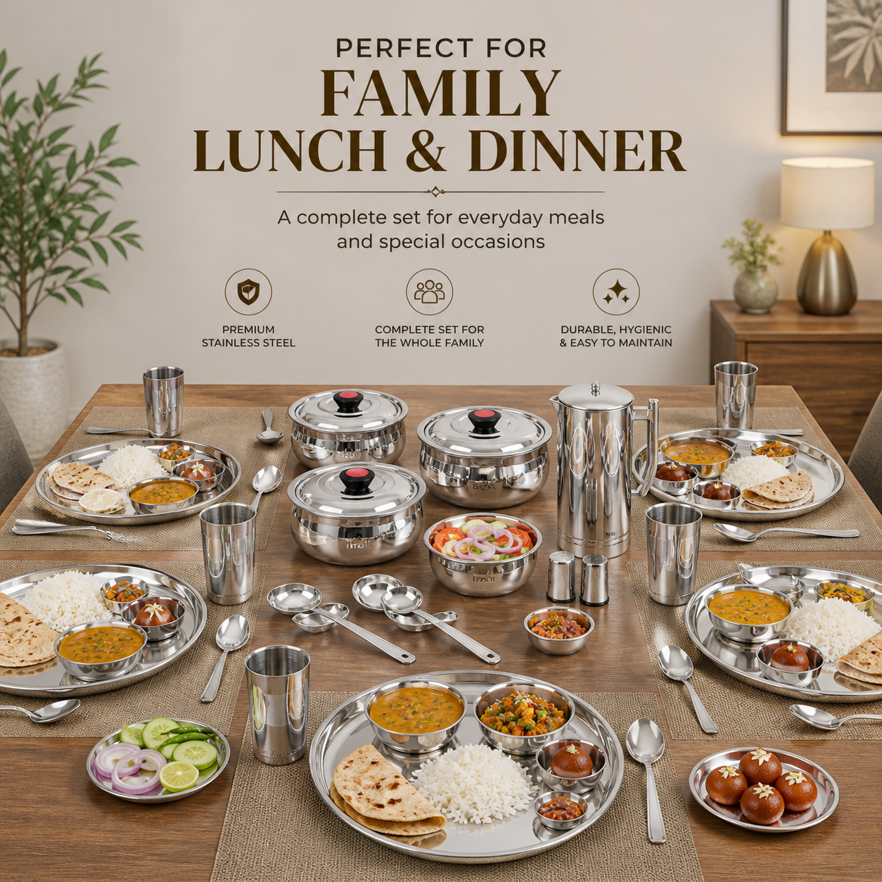 Kraft Celebration stainless steel dinner set 60pc view 2