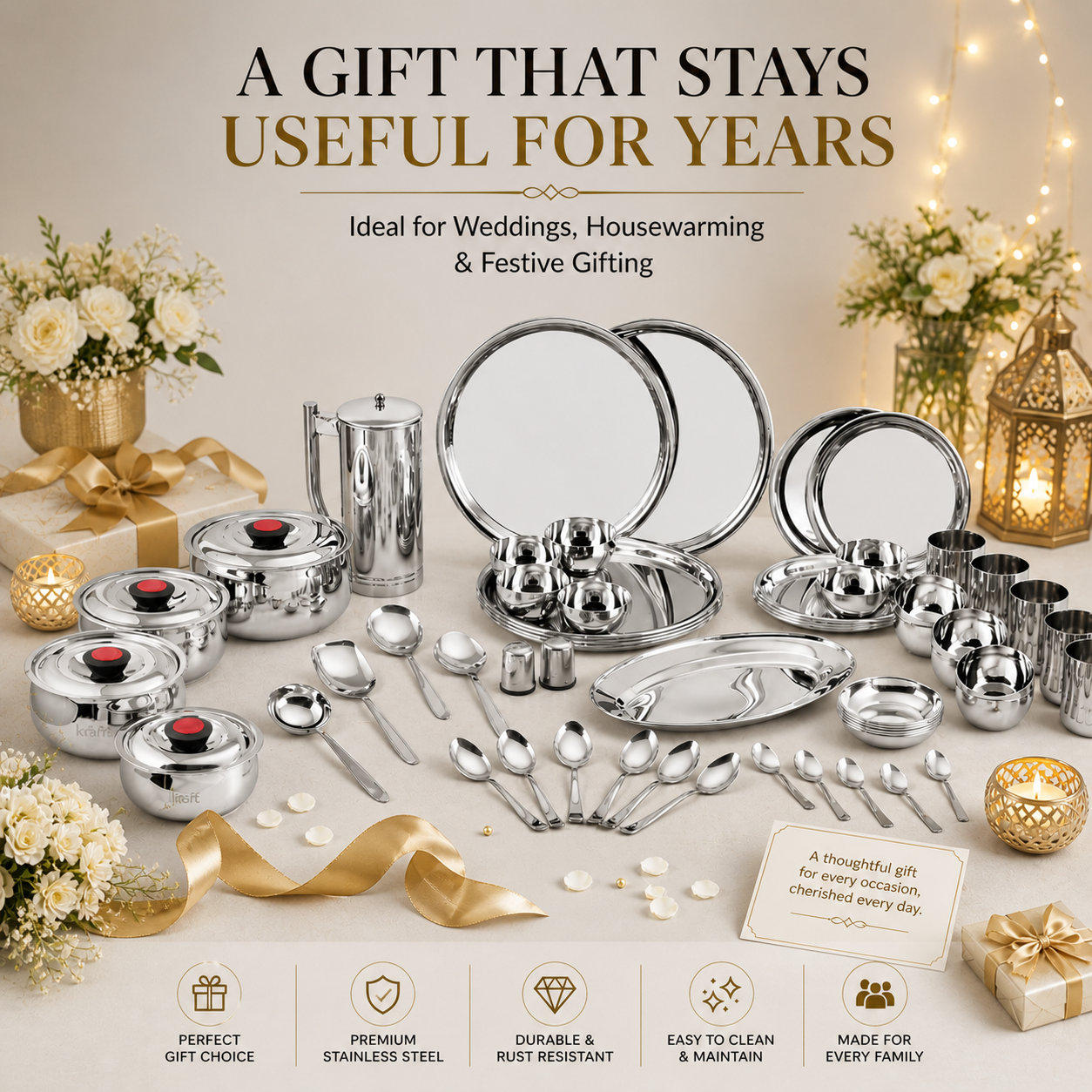 Kraft Celebration stainless steel dinner set 60pc table