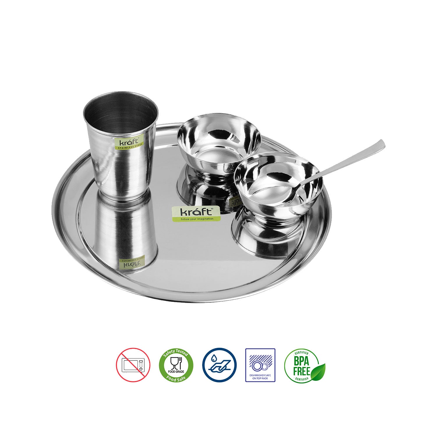 Kraft Stainless Steel Princess 5 pieces Thali / Dinner / Lunch Set