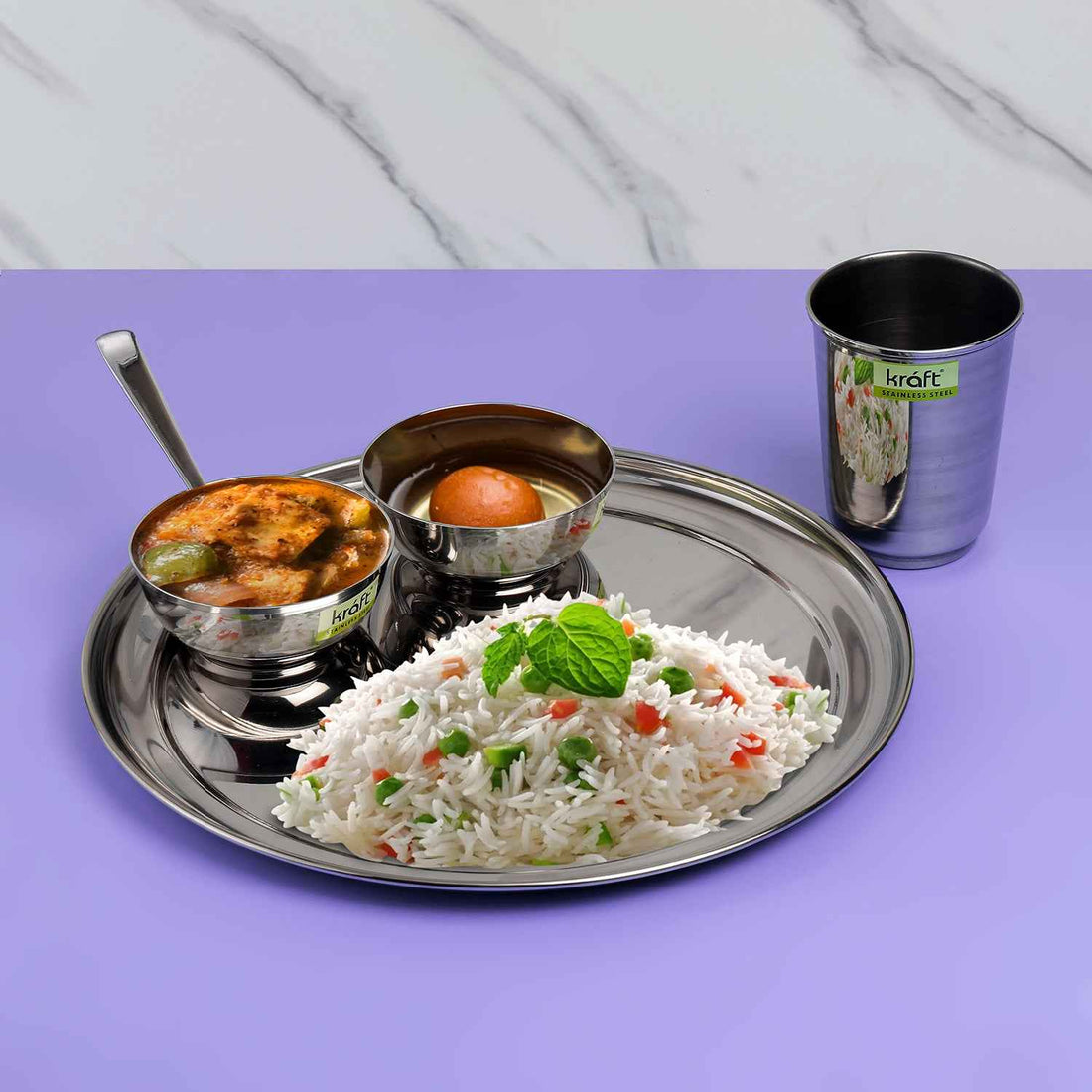 Kraft Stainless Steel Princess 5 pieces Thali / Dinner / Lunch Set