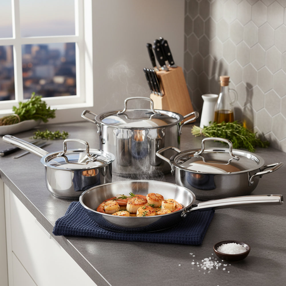 Kraft Futuretec Triply cookware combo set induction friendly stainless steel pots