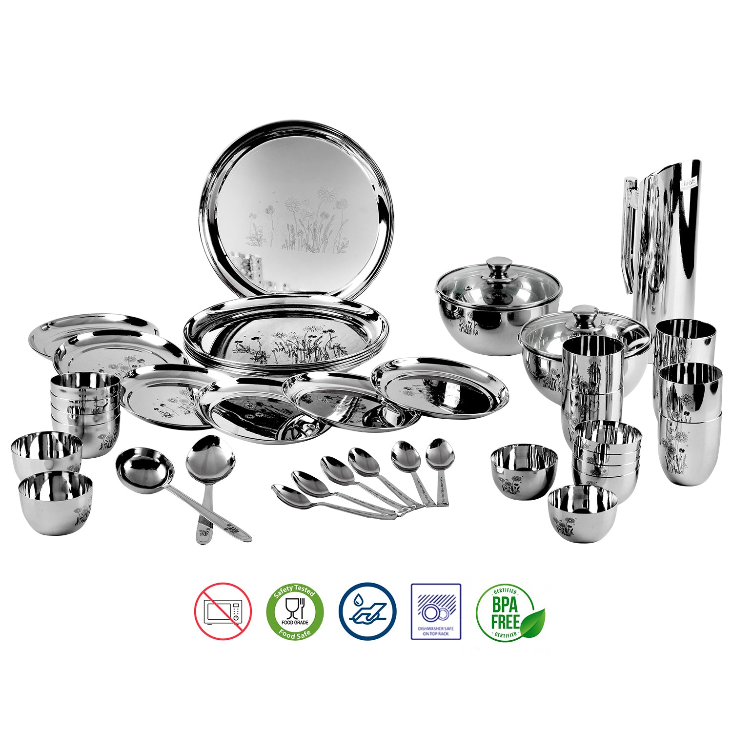 Kraft stainless steel Pattern 41pc dinner set overview a