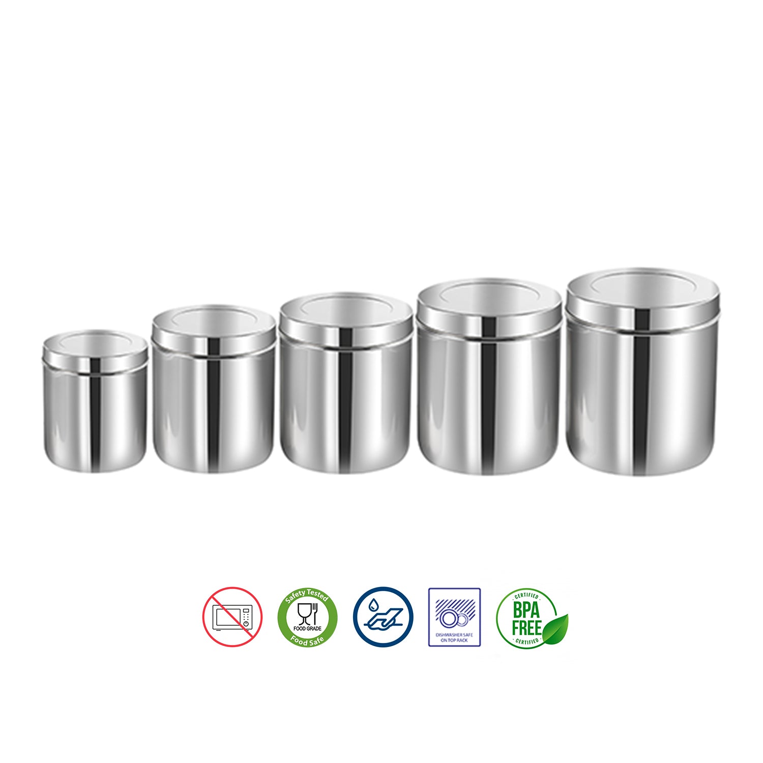 Kraft deep dabba set 5pc stainless storage view 4