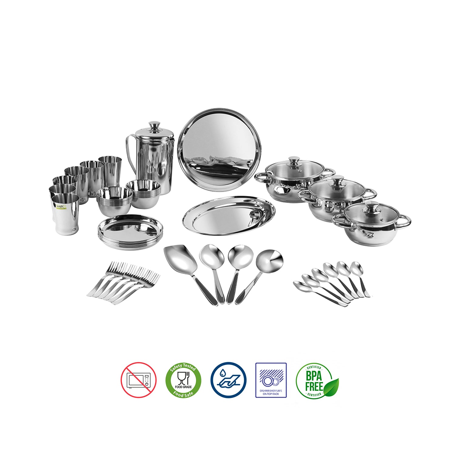 Kraft stainless steel Milano 57pc dinner set view 2