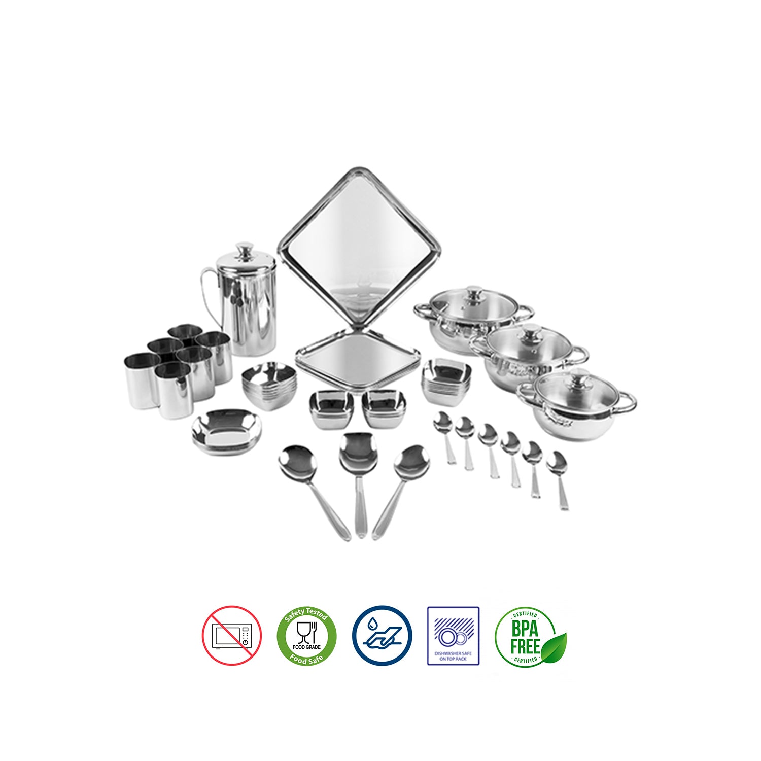 Kraft stainless steel Qubic 55pc dinner set kitchen