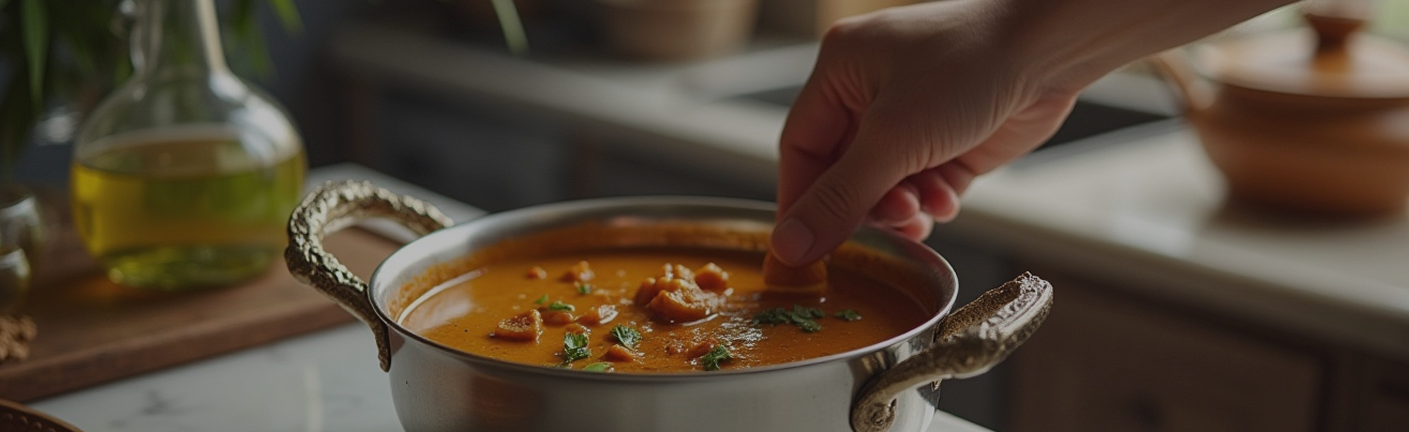 Traditional Indian curry served in a premium stainless steel handi with authentic home-style presentation