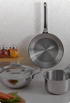 Futuretec Triply Cookware Combo Set featuring premium stainless steel frypan, saucepan, and casserole for versatile everyday cooking