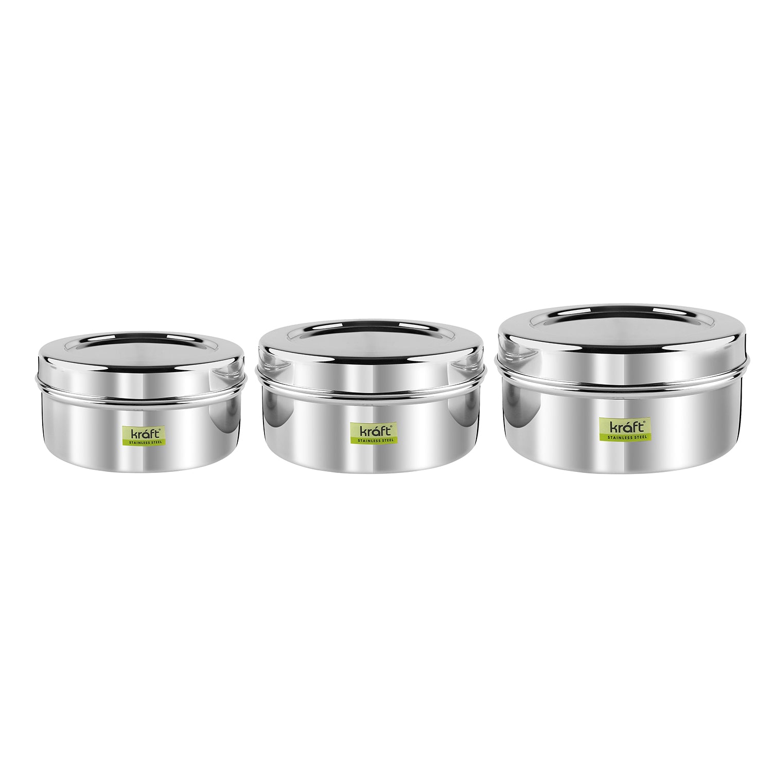 Kraft Stainless Steel Puri Dabba with Lid Mirror Finish Steel Food Storage Container for Puri, Roti, Snacks & Kitchen Use