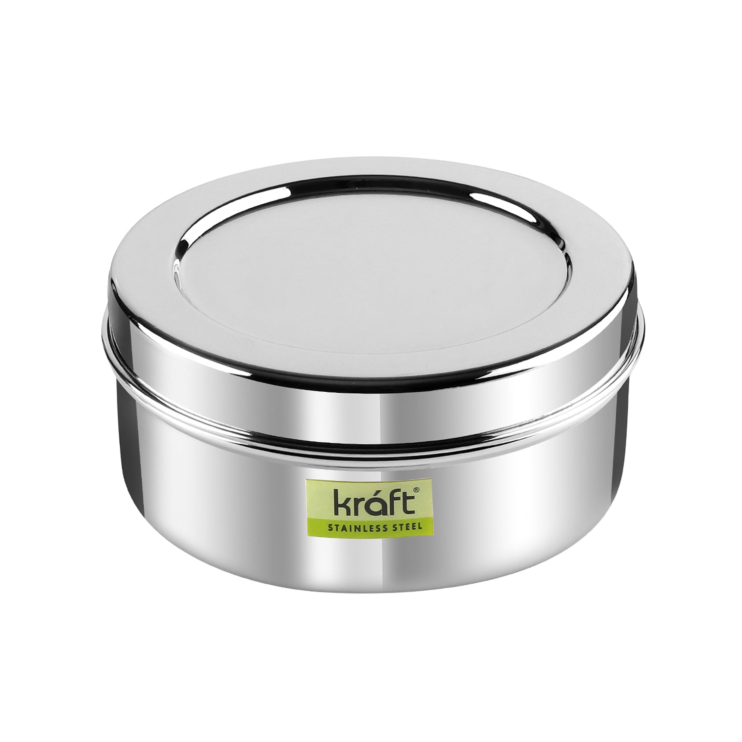 Kraft Stainless Steel Puri Dabba with Lid Mirror Finish Steel Food Storage Container for Puri, Roti, Snacks & Kitchen Use