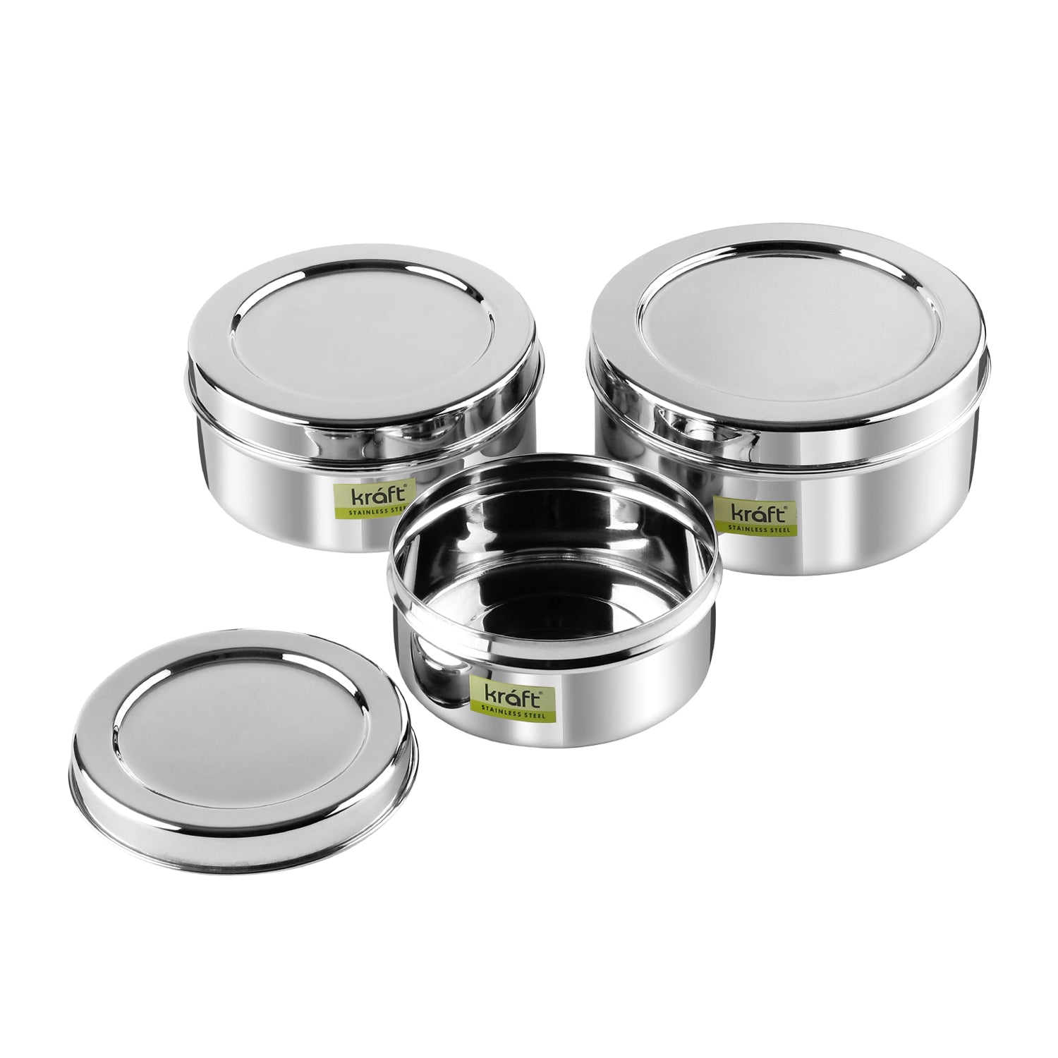 Kraft Stainless Steel Puri Dabba with Lid Mirror Finish Steel Food Storage Container for Puri, Roti, Snacks & Kitchen Use