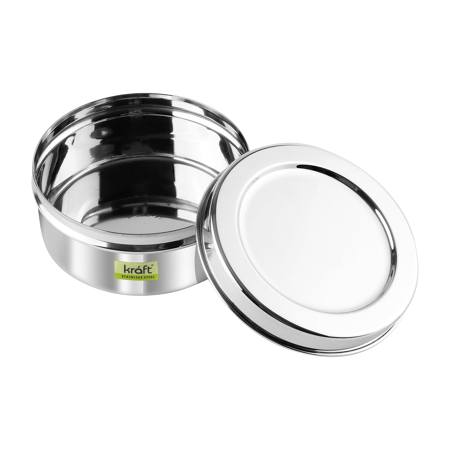 Kraft Stainless Steel Puri Dabba with Lid Mirror Finish Steel Food Storage Container for Puri, Roti, Snacks & Kitchen Use