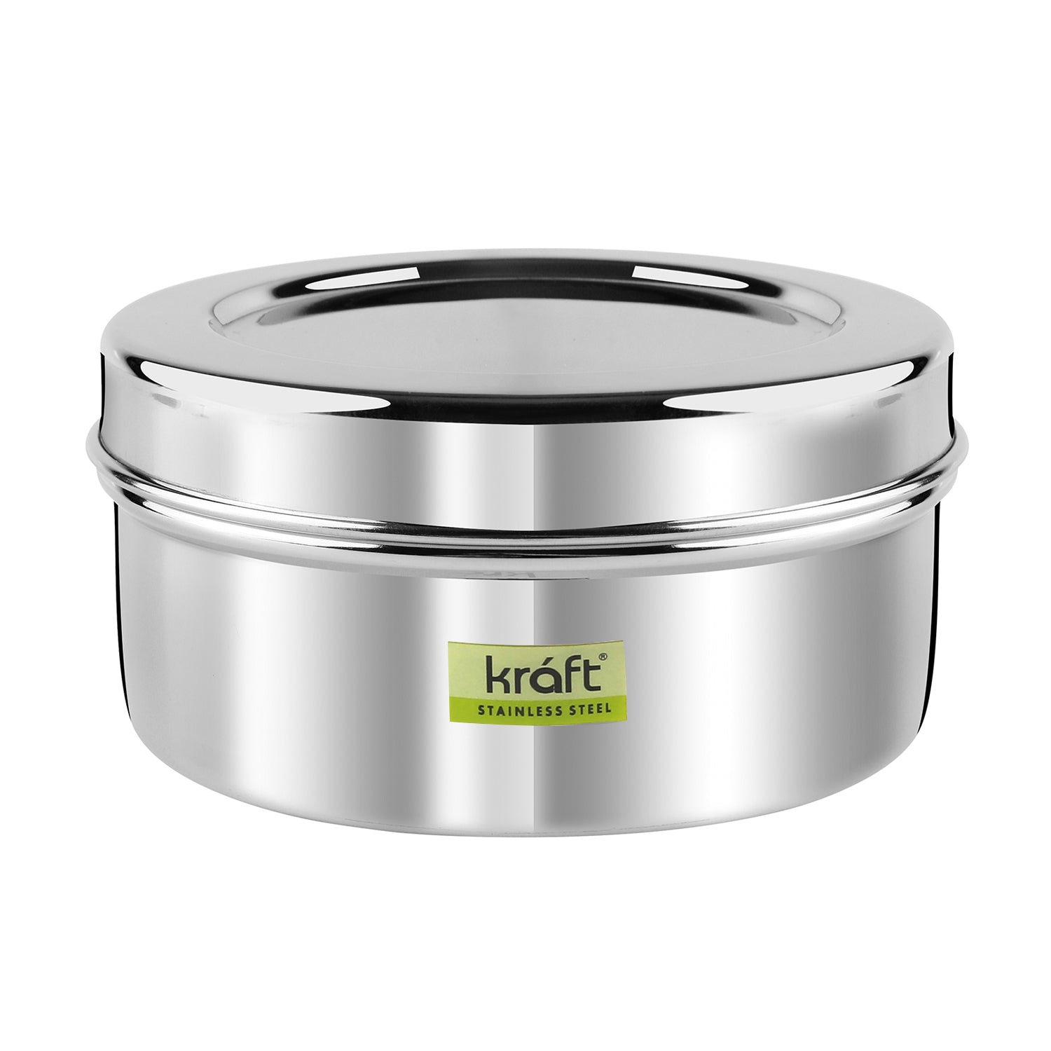 Kraft Stainless Steel Puri Dabba with Lid Mirror Finish Steel Food Storage Container for Puri, Roti, Snacks & Kitchen Use
