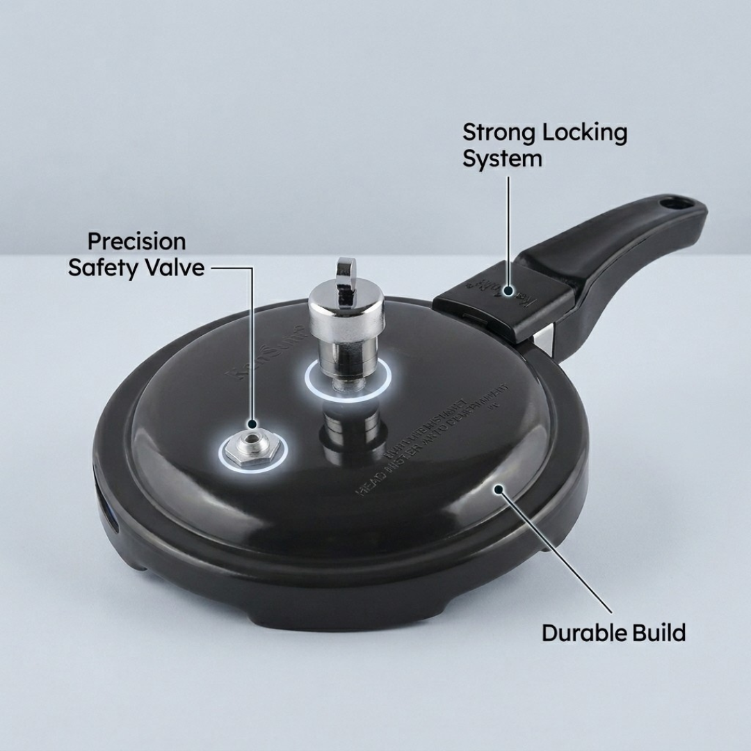 Kraft hard anodised pressure cooker induction view 3
