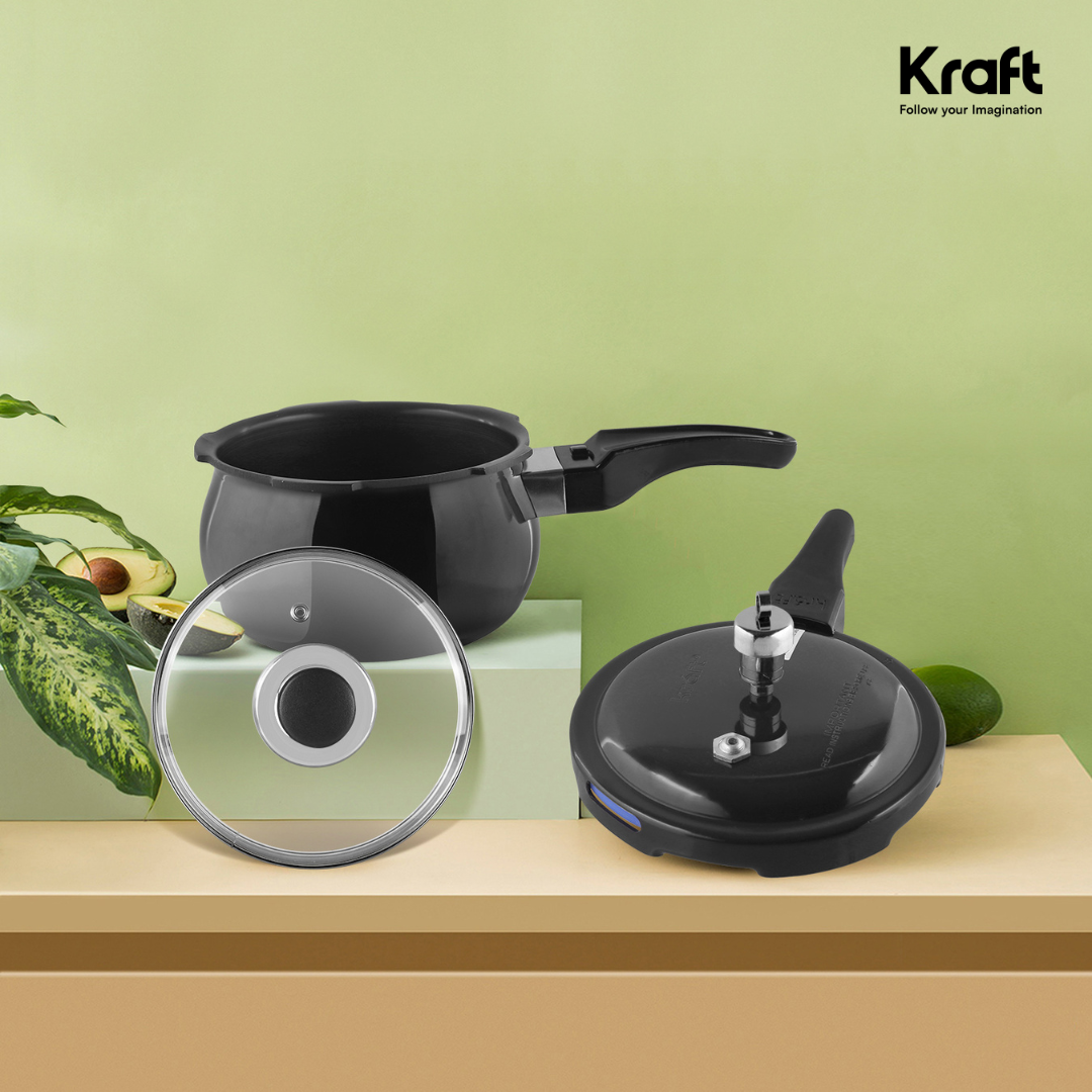 Kraft hard anodised pressure cooker induction friendly aluminium