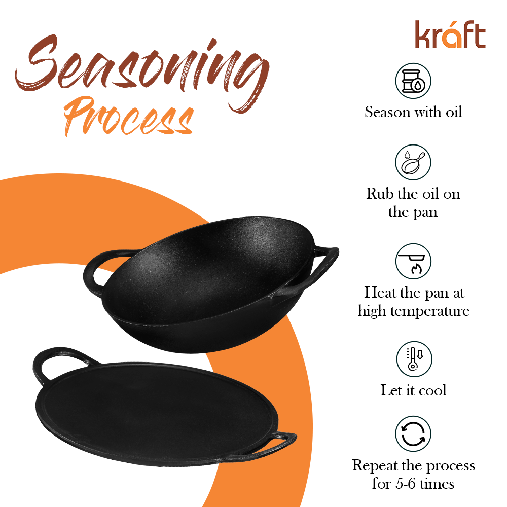 Kraft cast iron kadai pre-seasoned Amazon product view 3