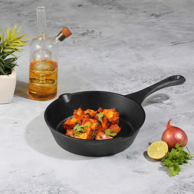 Kraft Infinity Cast Iron Combo – Pre-Seasoned Kadai 1.8 L & Frypan 16 cm