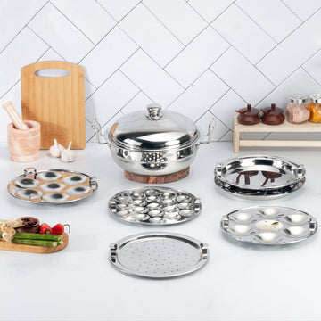 Kraft stainless steel multi kadai 6 plates 26cm induction friendly cookware