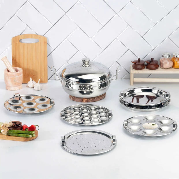 Kraft Cookware Combo – Futuretec Triply Frypan 20 cm & Multi Kadai with 6 Plates 26 cm (Induction Friendly)