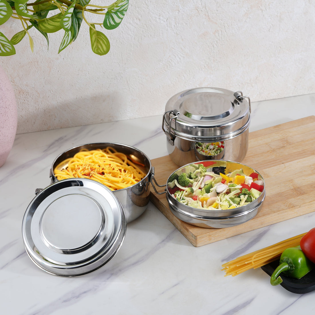 Kraft stainless steel lunch box separator set 2pc 400ml leakproof tiffin