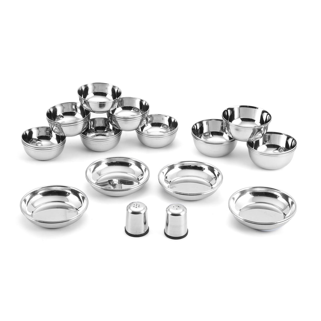 Mirror finish stainless steel Jubilee 75-piece dinner set, showcasing a premium polished dining collection