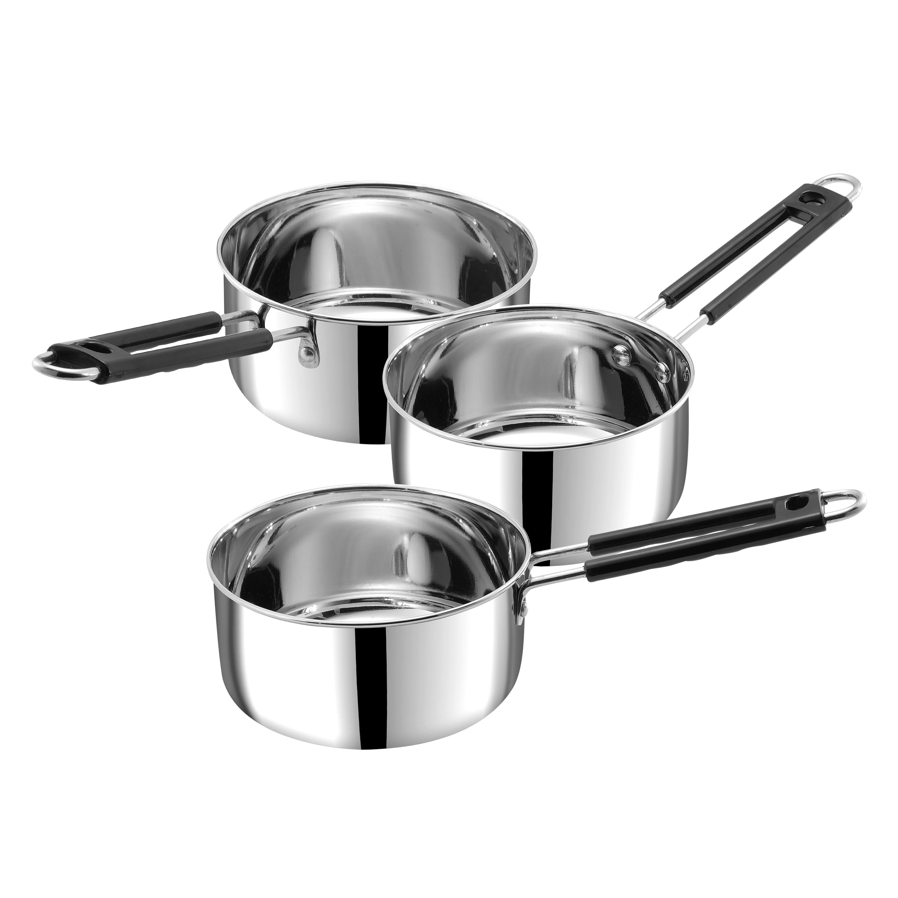 Kraft Stainless Steel Plain Bottom Saucepan Size 10, 11 & 12 (Induction Friendly)
