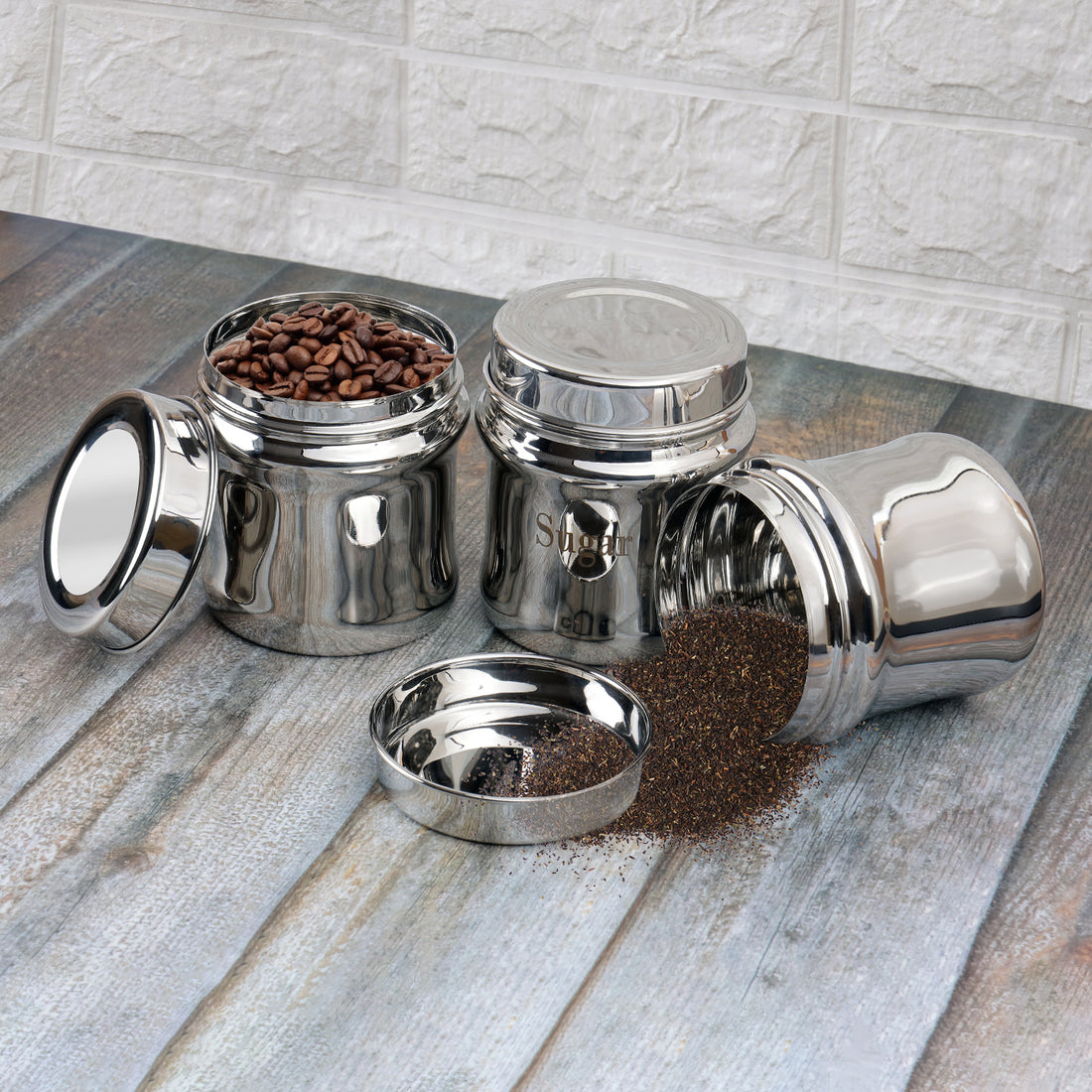 Kraft Regal stainless steel canister set 2 3pc kitchen storage