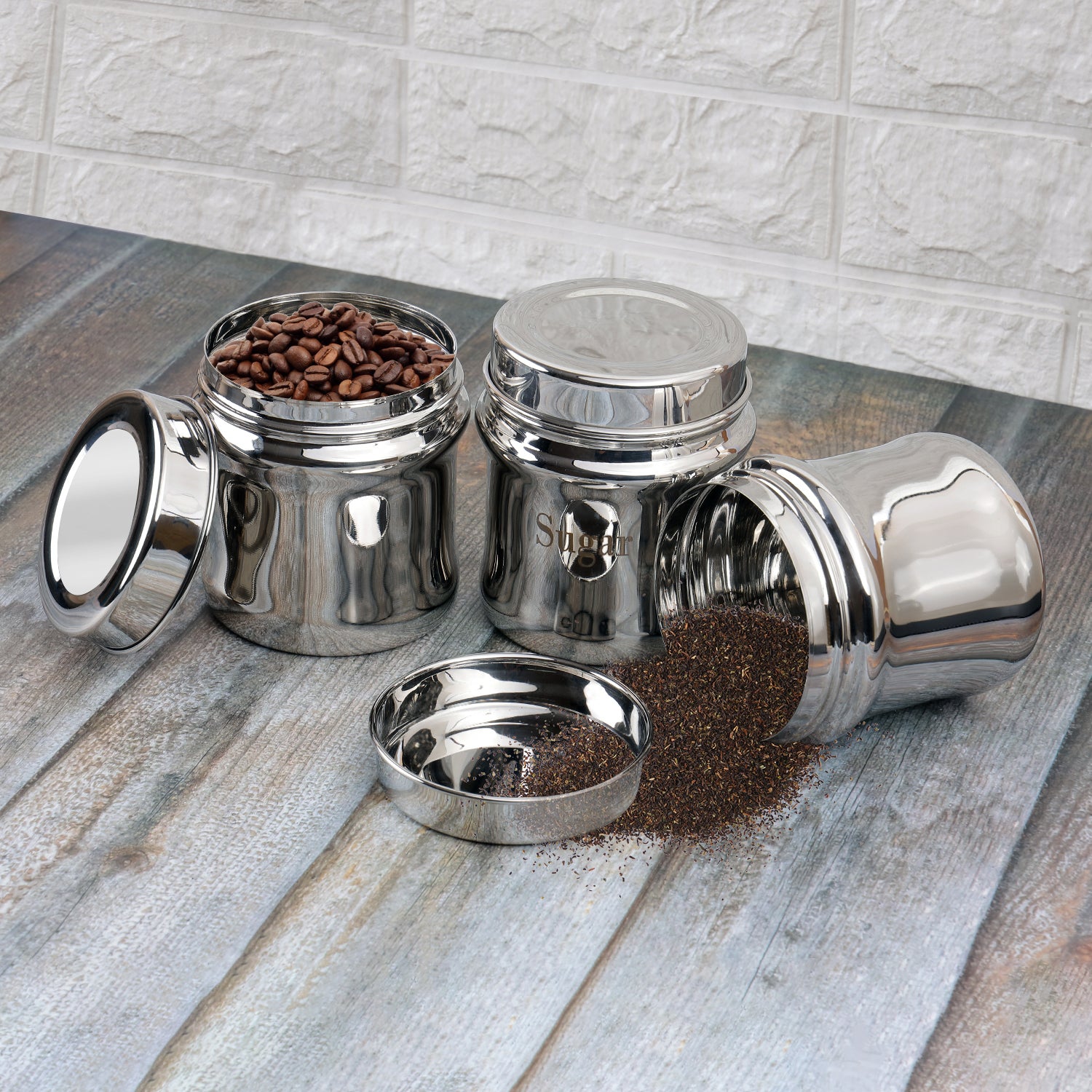 Kraft Regal stainless steel canister set 2 3pc kitchen storage