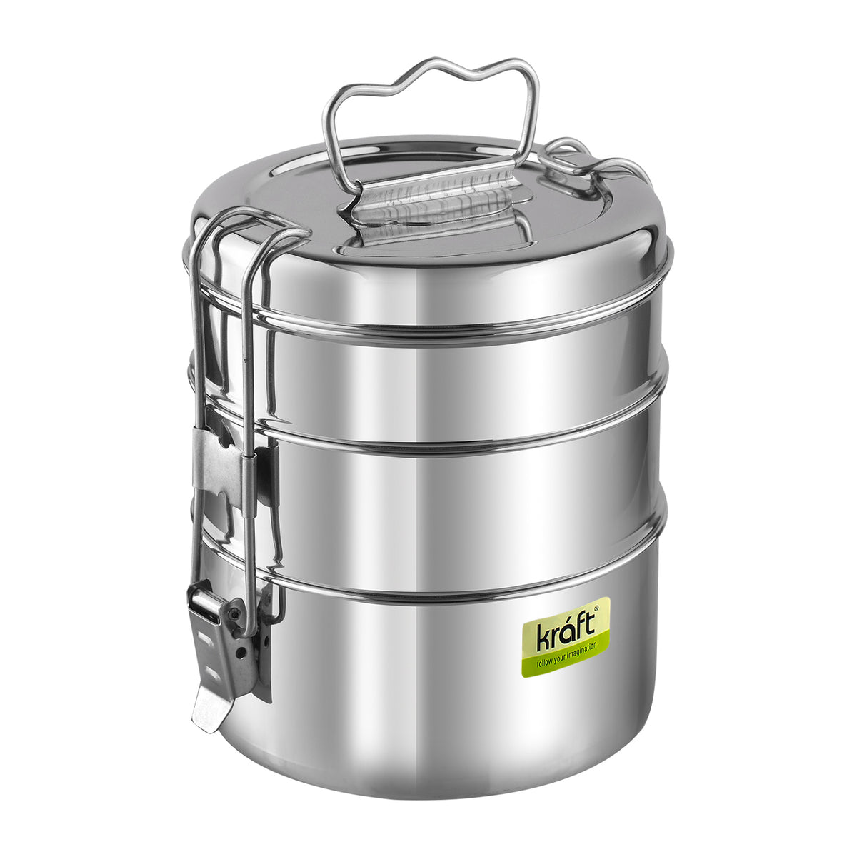 Kraft Stainless Steel Multi-Tier Lunch Box with Handle  2, 3 & 4 Tier