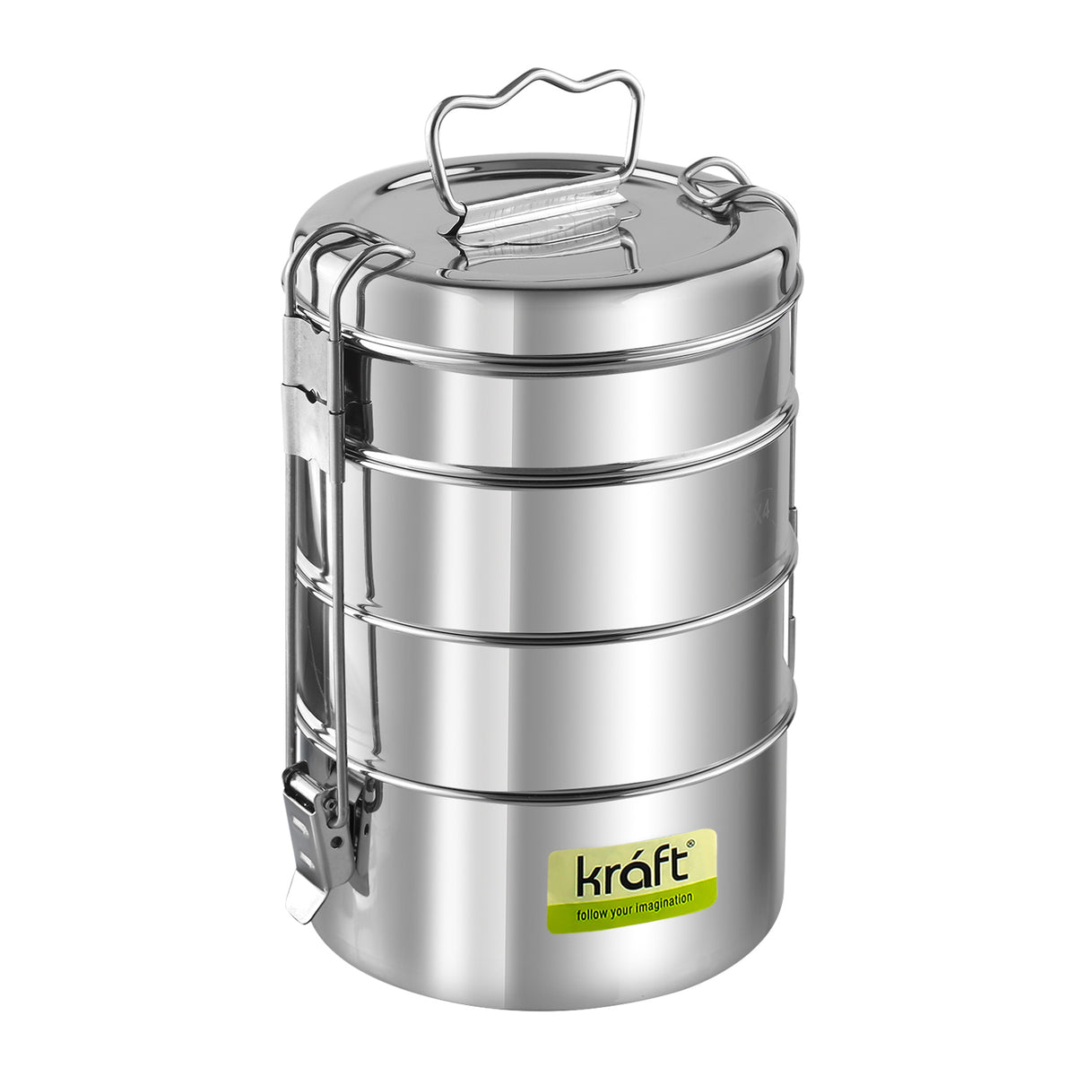 Kraft Stainless Steel Multi-Tier Lunch Box with Handle  2, 3 & 4 Tier