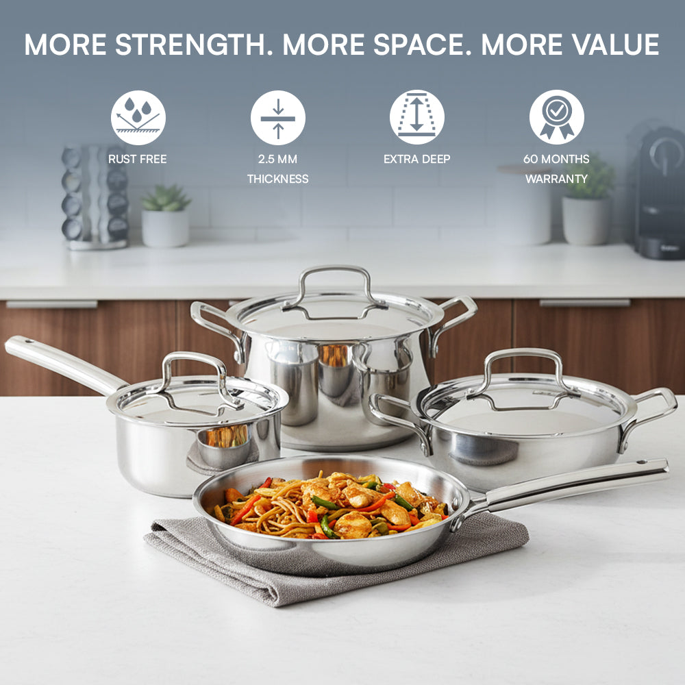 Kraft Futuretec Triply cookware combo stainless steel view 3
