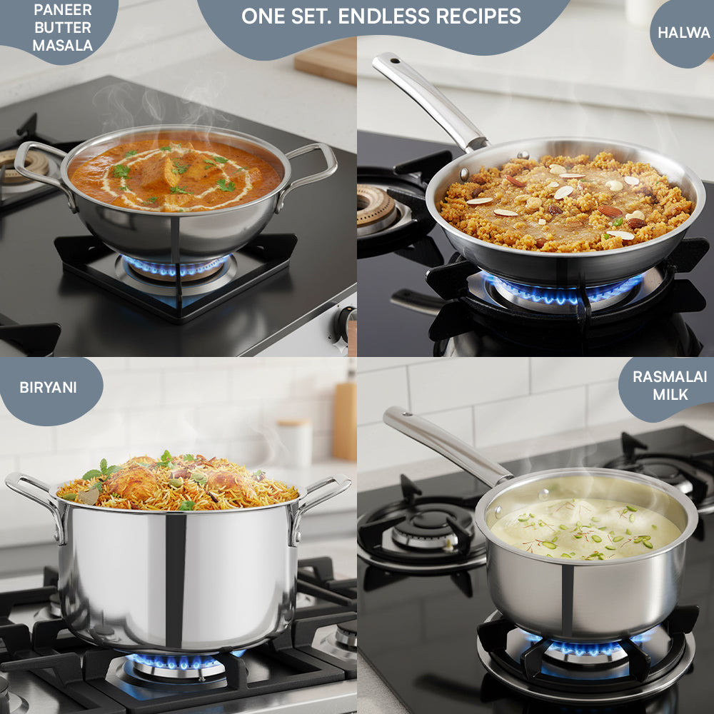 Kraft Futuretec Triply cookware combo set 6 stainless induction