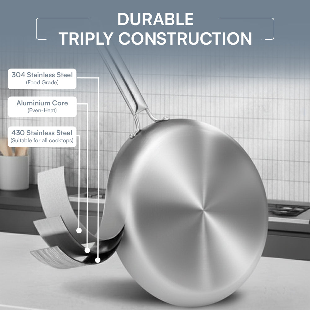 Kraft Futuretec Triply stainless steel frypan kitchen view