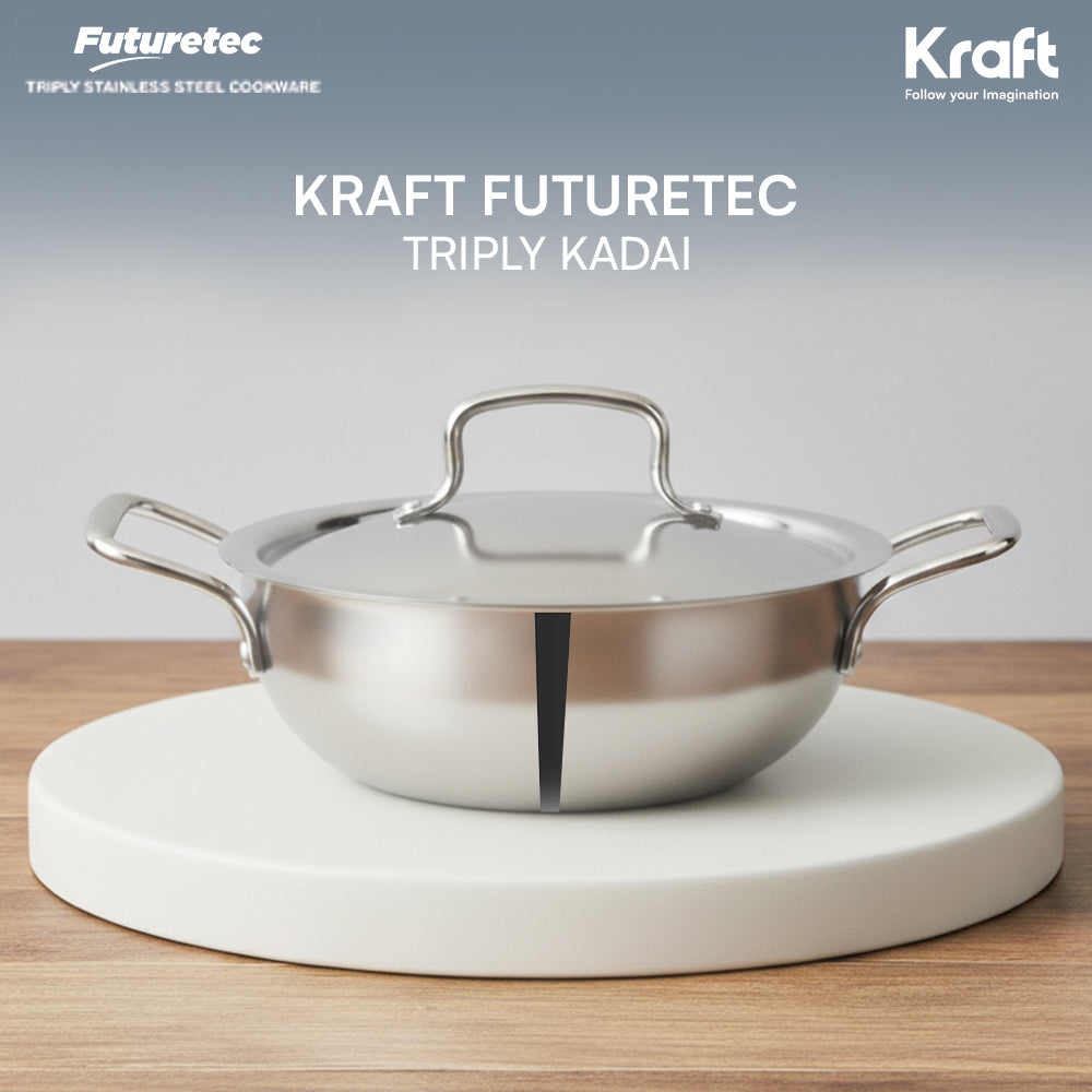 Kraft Futuretec Triply stainless steel extra deep kadai induction friendly