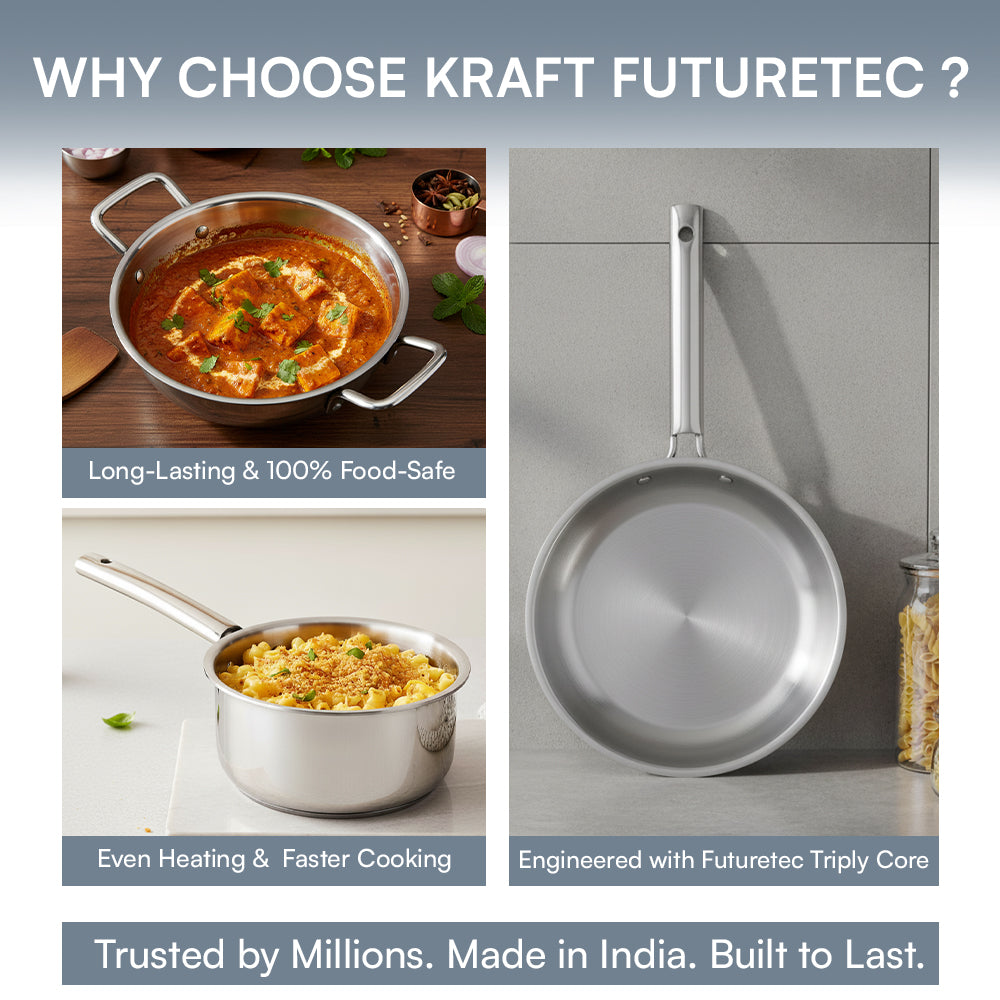 Kraft Futuretec Triply cookware set of 3 stainless induction