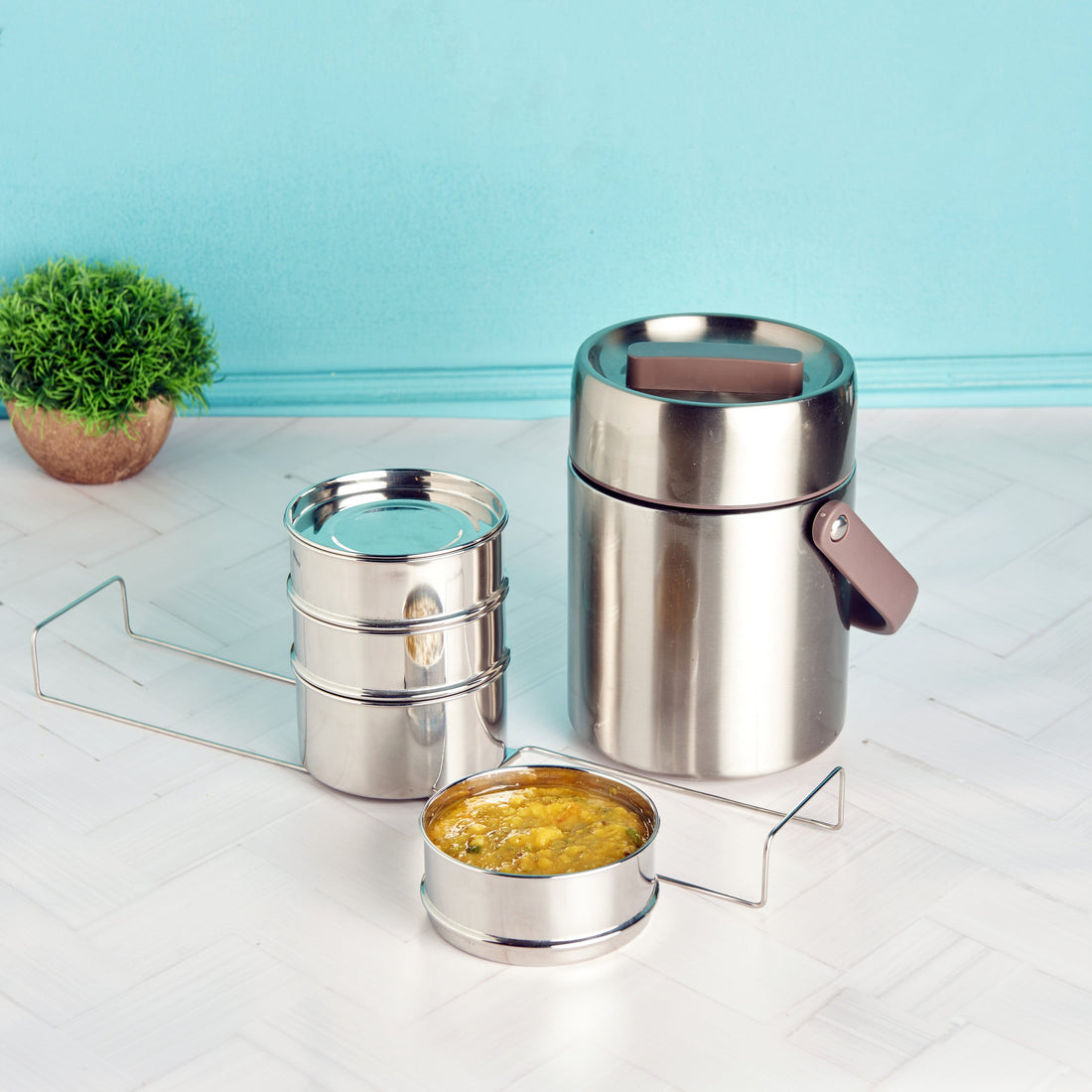 Kraft Perma-Therm stainless steel tiffin 3 4 tier insulated lunch box