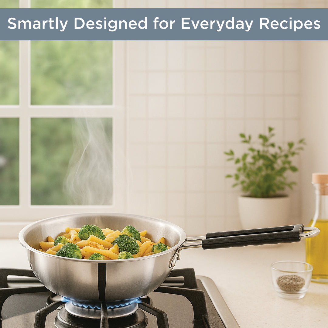 Kraft Futuretec Triply Stainless Steel Wok (Induction Friendly)