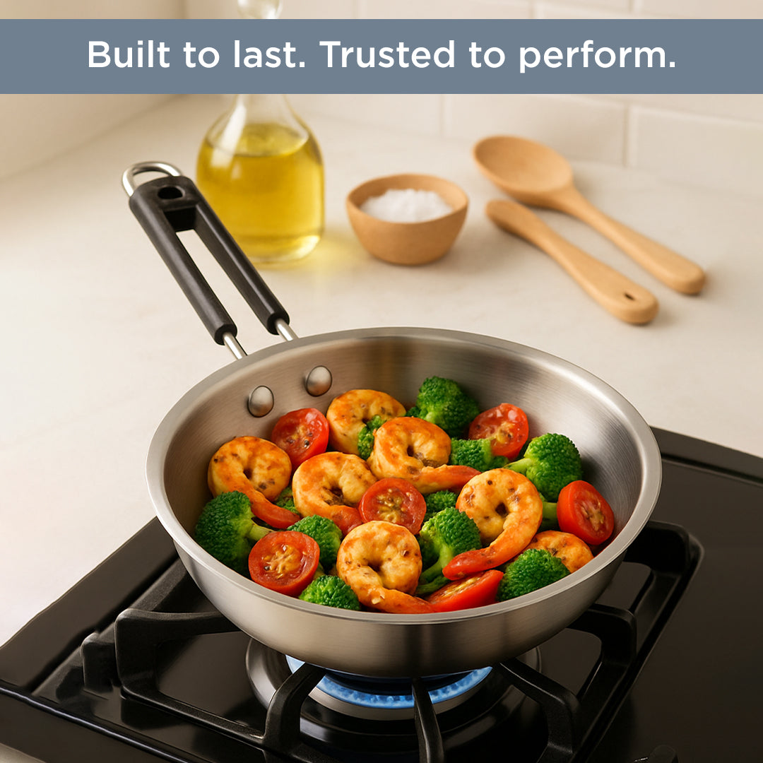 Kraft Futuretec Triply Stainless Steel Wok (Induction Friendly)