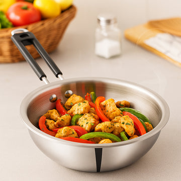 Kraft Futuretec Triply Stainless Steel Wok (Induction Friendly)