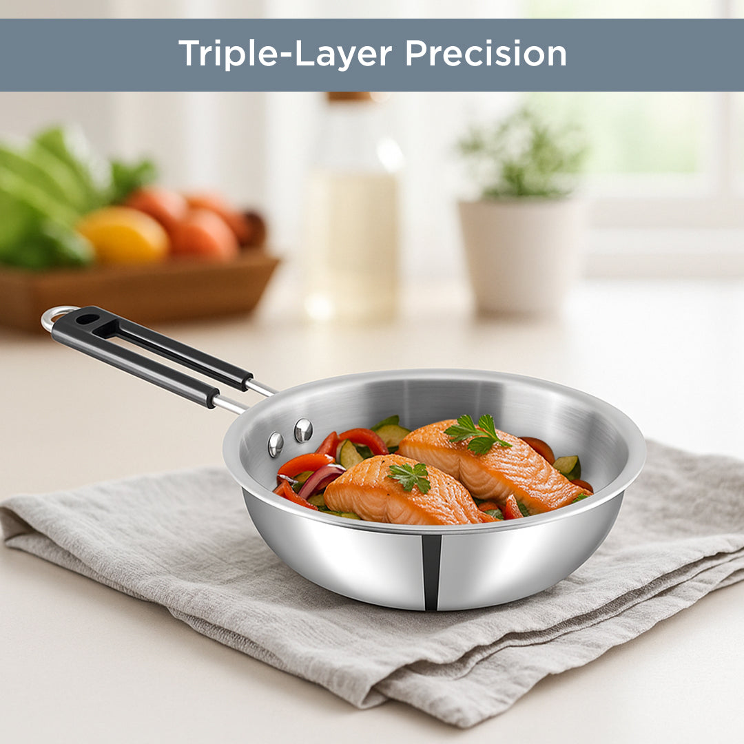 Kraft Futuretec Triply Stainless Steel Wok (Induction Friendly)