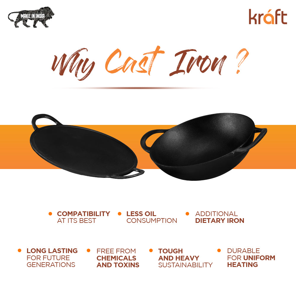Kraft Infinity cast iron kadai why cast iron benefits