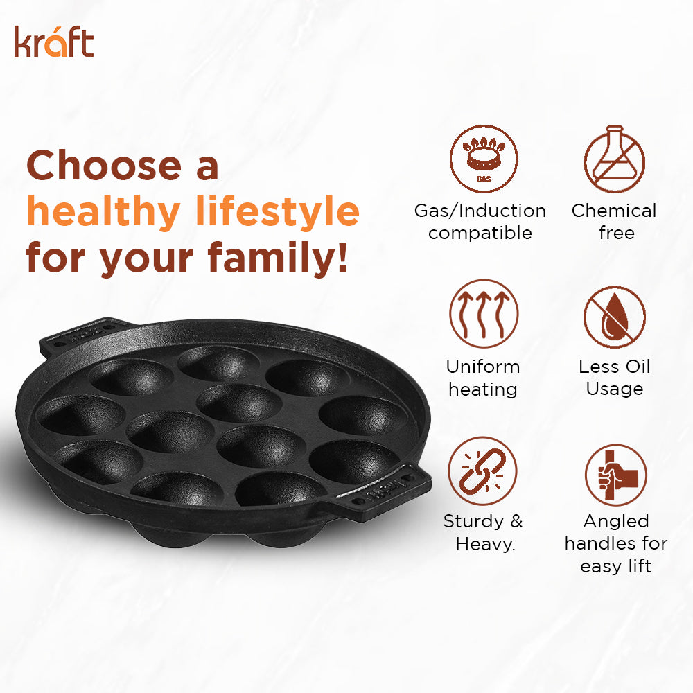 Kraft cast iron paniyarakkal pre-seasoned lifestyle kitchen