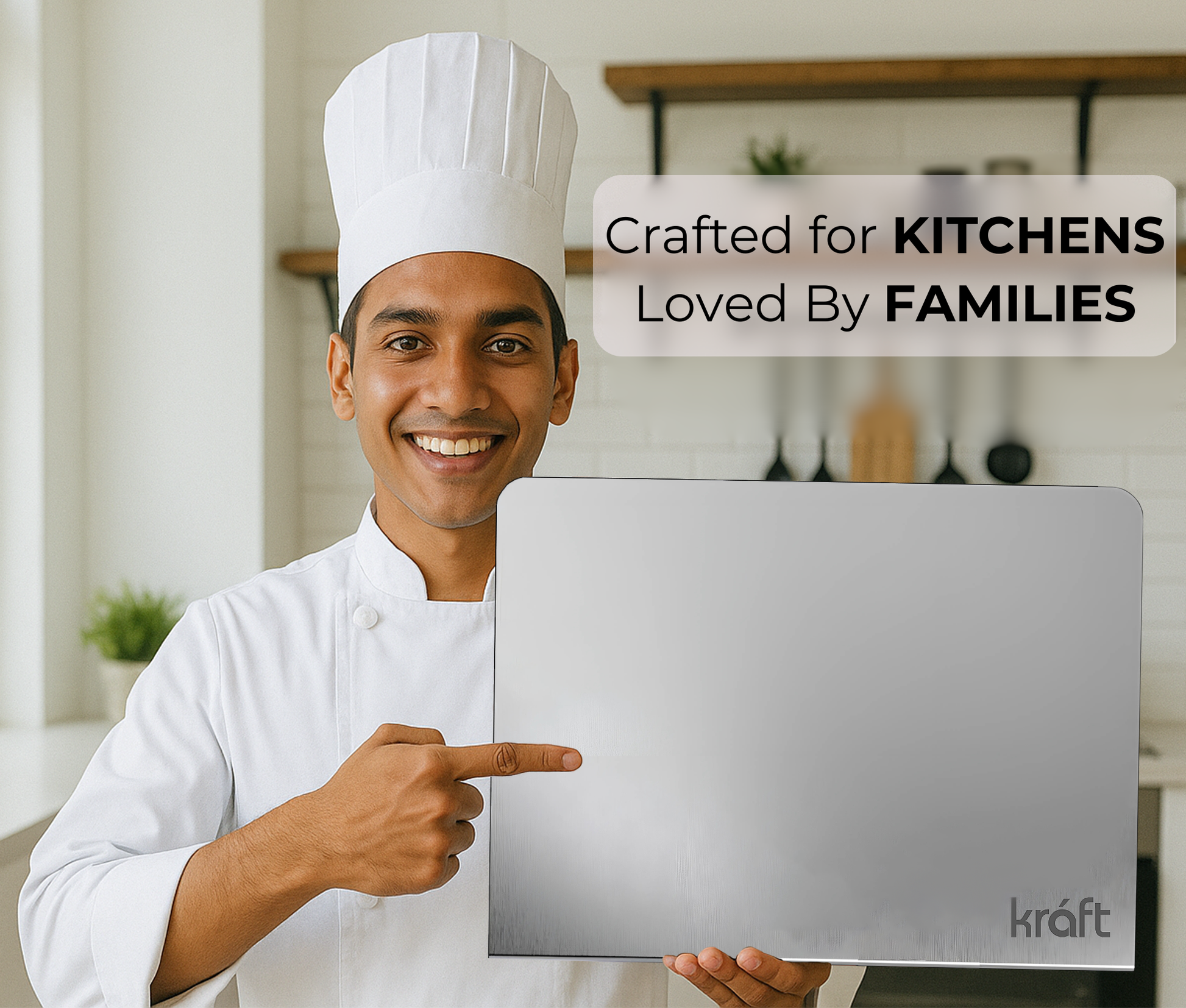 Kraft stainless steel L-shaped chopping board view 2 kitchen