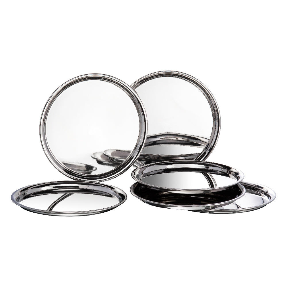 Kraft Eco stainless steel meal serving plate set 6pc dinner plates