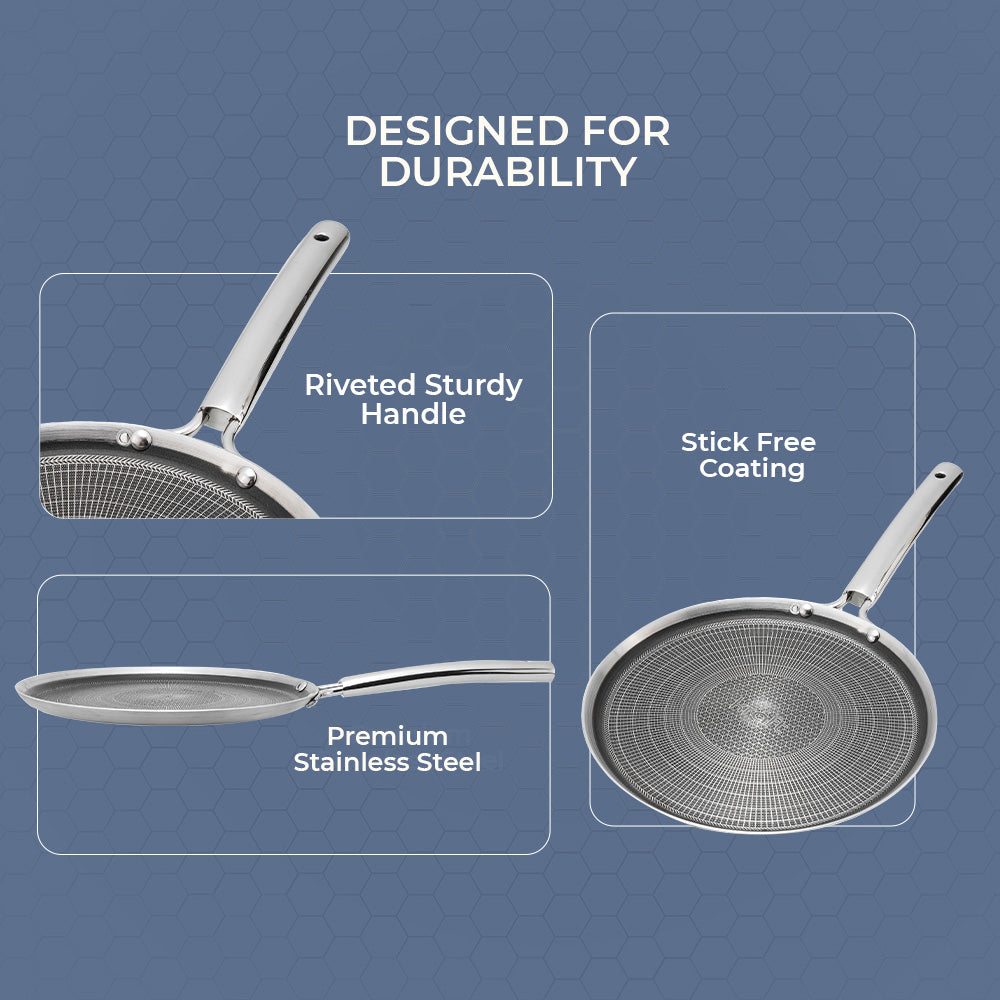 Kraft Futuretec Triply Dosa Tawa features stainless steel induction