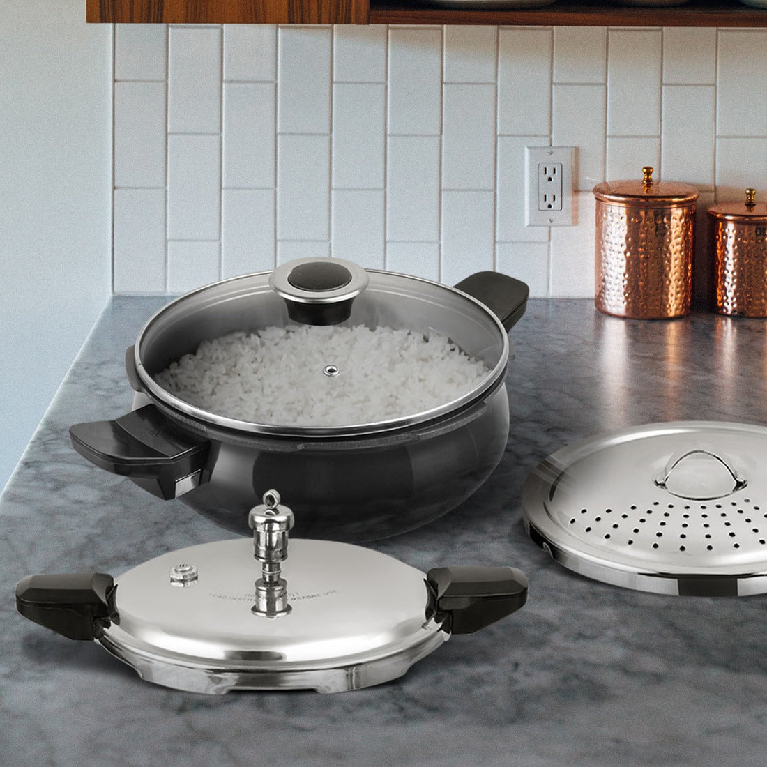 Kraft hard anodised Magic pressure cooker induction friendly