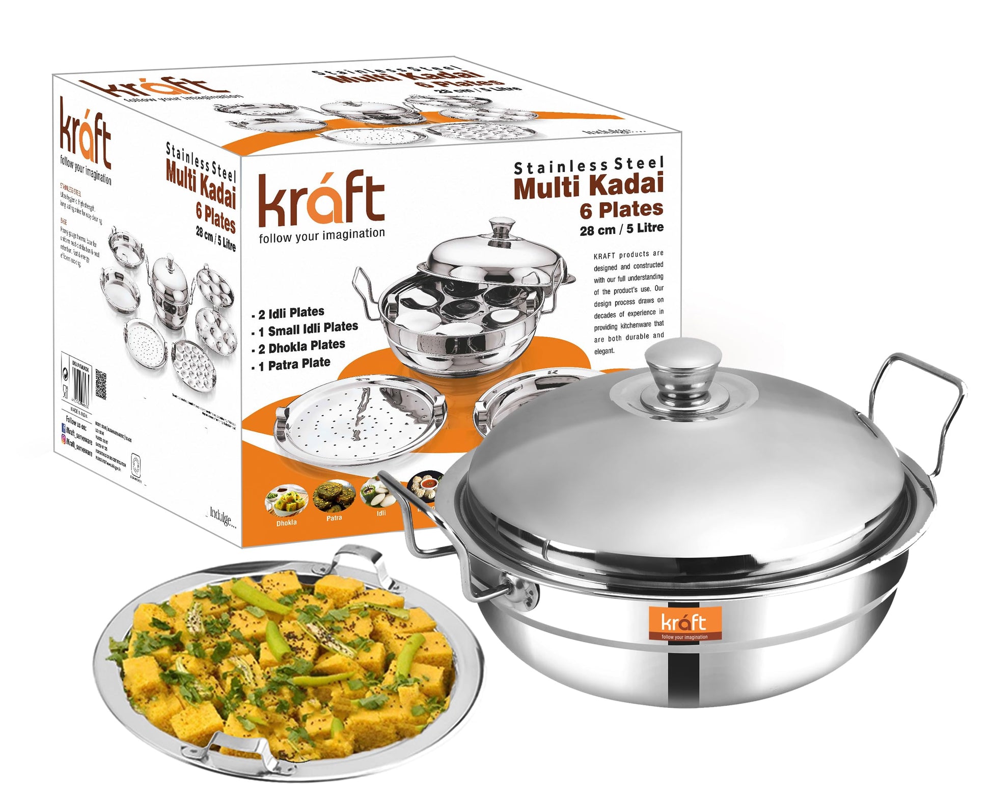 Kraft stainless steel multi kadai 26cm induction food preparation